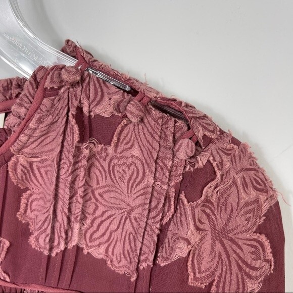ARITZIA Wilfred Lourdes Mauve Pink Boho Victorian Floral Appliqué Swing Blouse - Picture 9 of 16